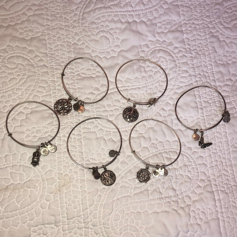 Alex and Ani Silver Bracelet bundle (6)